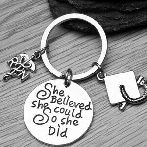 Nurse Graduation Keychain - She Believed She Could So She Did